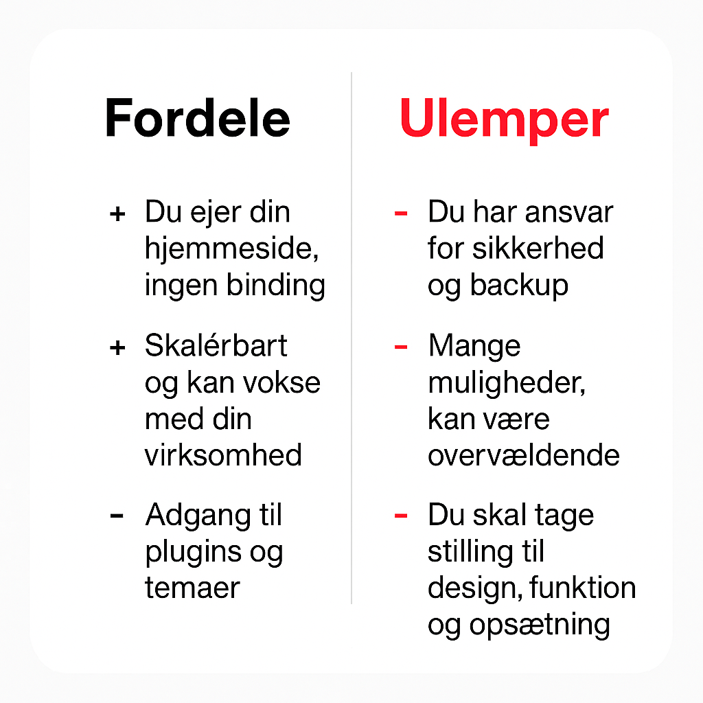 Hvad er WordPress? infografik med fordele og ulemper